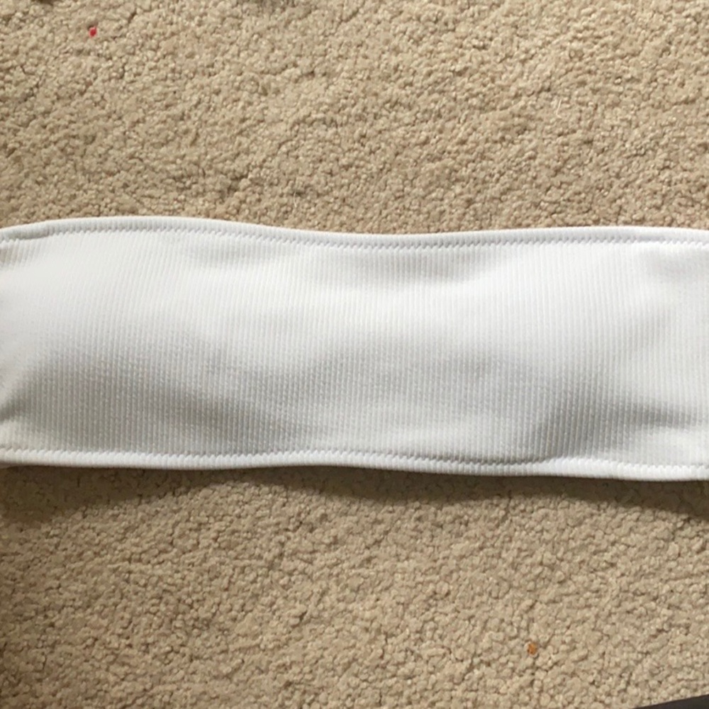 Zaful white ribbed bandeau bikini
